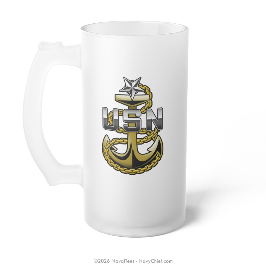 SCPO "Fouled Anchor" | Frosted Glass Beer Mug