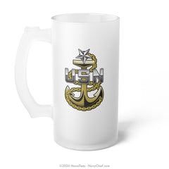 SCPO "Fouled Anchor" | Frosted Glass Beer Mug