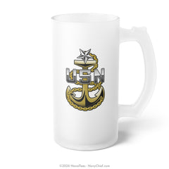 SCPO "Fouled Anchor" | Frosted Glass Beer Mug