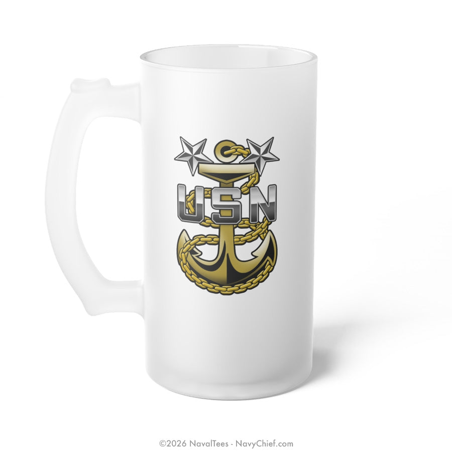MCPO "Fouled Anchor" | Frosted Glass Beer Mug