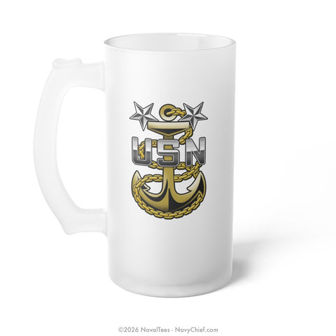 MCPO "Fouled Anchor" | Frosted Glass Beer Mug