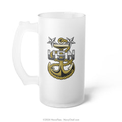 MCPO "Fouled Anchor" | Frosted Glass Beer Mug