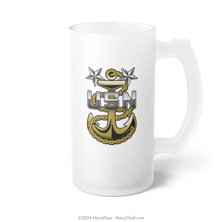 MCPO "Fouled Anchor" | Frosted Glass Beer Mug