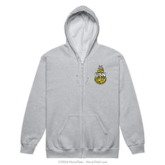 "Embroidered Anchor" Zippered Hooded Sweatshirt | Gray