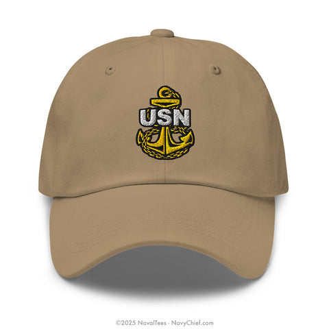 "Embroidered Anchor" Classic Dad Hat - Khaki