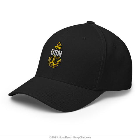 "Embroidered Anchor" FLEXFIT® Hat - Black
