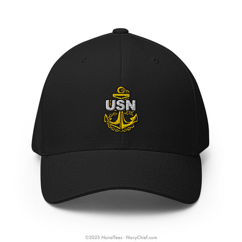 "Embroidered Anchor" FLEXFIT® Hat - Black