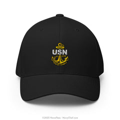 "Embroidered Anchor" FLEXFIT® Hat - Black