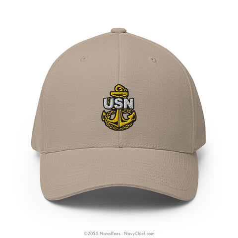 "Embroidered Anchor" FLEXFIT® Hat - Khaki