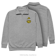 "Embroidered Anchor" Quarter Zip Sweatshirt | Grey