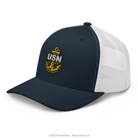 "Embroidered Anchor" Trucker Hat - Navy