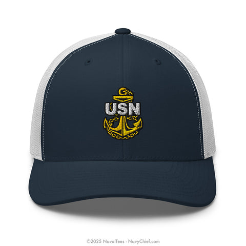 "Embroidered Anchor" Trucker Hat - Navy