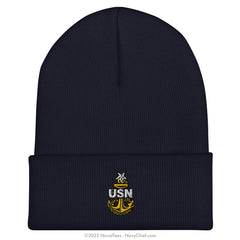 "Embroidered Anchor" Cuffed Beanie - Navy