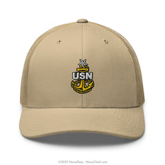 "Embroidered Anchor" Trucker Hat - Khaki