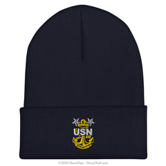 "Embroidered Anchor" Cuffed Beanie - Navy