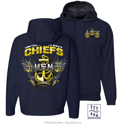 "The Chosen Few" Moisture Wicking Hooded Sweatshirt - Navy