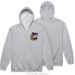 "Ask The Chief" Zippered Hooded Sweatshirt | Grey