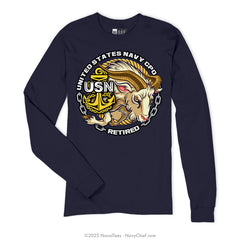 "CPO Goat Retired" Long Sleeve Tee | Navy