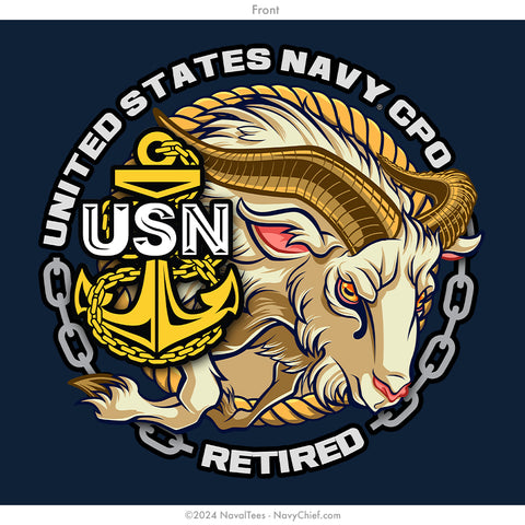 "CPO Goat Retired" Long Sleeve Tee | Navy