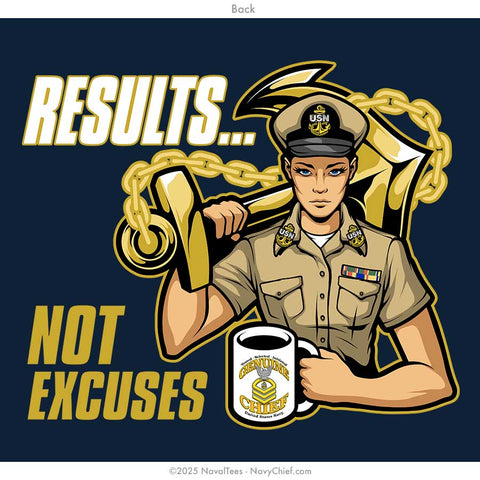 "Results - Not Excuses" Ladies Tee | Navy