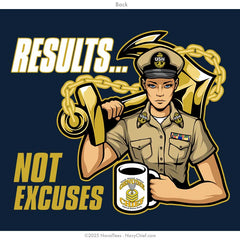 "Results - Not Excuses" Ladies Tee | Navy