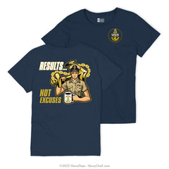 "Results - Not Excuses" Ladies Tee | Navy