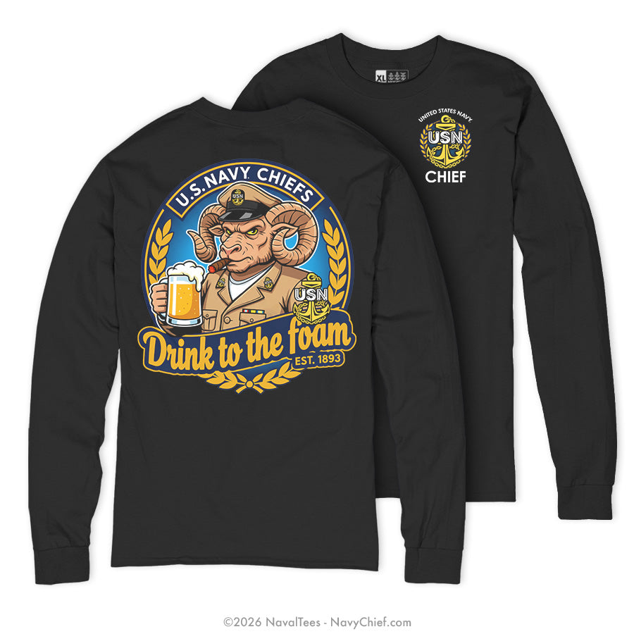 "Drink to the Foam" Long Sleeve Tee | Black