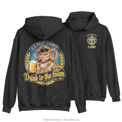 "Drink to the Foam" Hooded Sweatshirt | Black