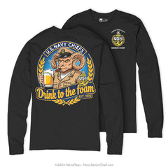 "Drink to the Foam" Long Sleeve Tee | Black