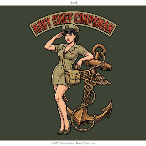 "Chief Corpsman Pinup" Tee | Military Green