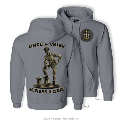 "Chief Statue" Hooded Sweatshirt - Grey