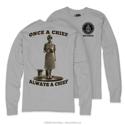 "Female Chief Statue" Long Sleeve Tee | Grey