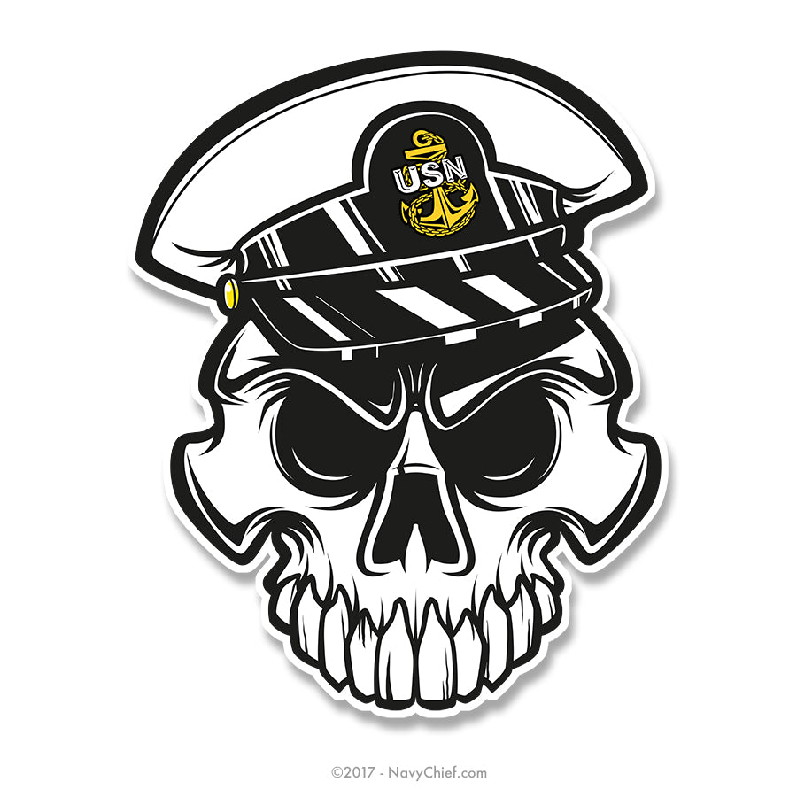 Anchor Up Skull - 4" Sticker - CPO - NavyChief.com - Navy Pride, Chief Pride.