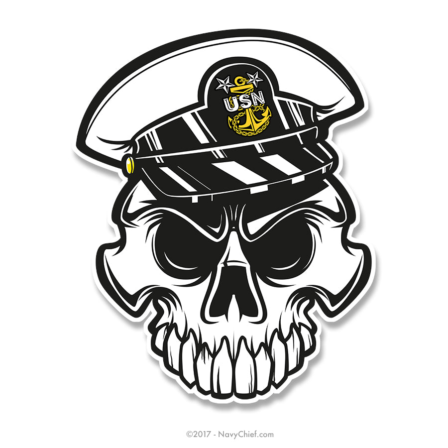 Anchor Up Skull - 4" Sticker - MCPO - NavyChief.com - Navy Pride, Chief Pride.