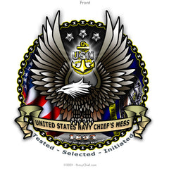 "CPO EAGLE" Zippered Hooded Sweatshirt - White - NavyChief.com - Navy Pride, Chief Pride.