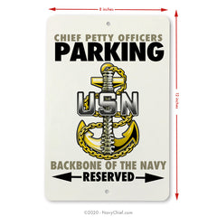"Backbone" Aluminum Parking Sign - NavyChief.com - Navy Pride, Chief Pride.