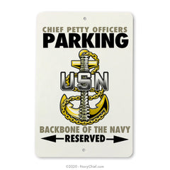 "Backbone" Aluminum Parking Sign - NavyChief.com - Navy Pride, Chief Pride.