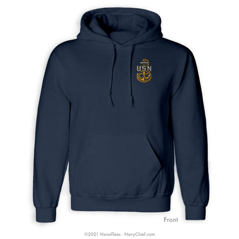 "Embroidered Anchor" Hooded Sweatshirt - Navy