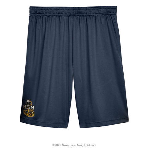 "Embroidered SCPO Anchor" Performance Shorts - Navy