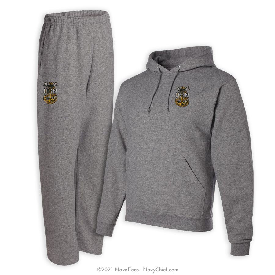 "Embroidered Anchor" Combo Sweats - Oxford