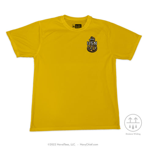 "Embroidered Anchor" Wicking Tee - Gold
