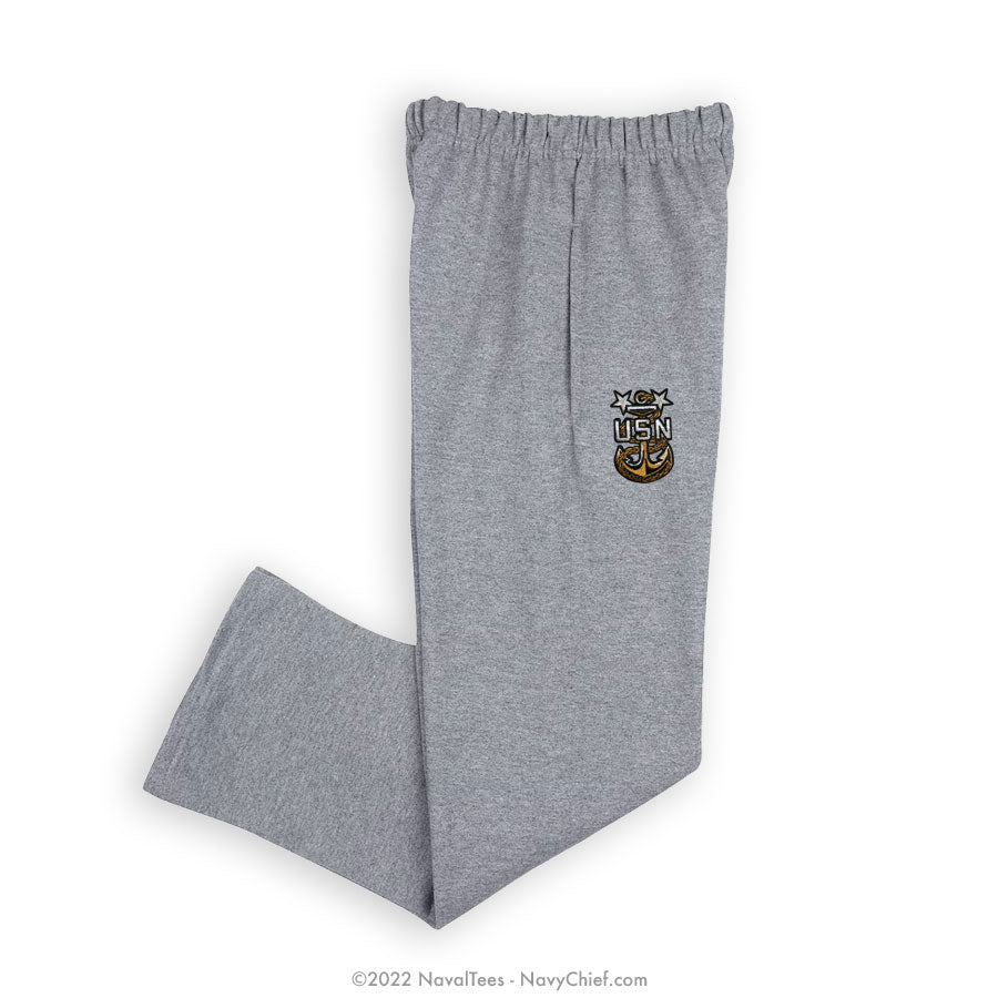 "Embroidered Anchor" Sweatpants - Grey