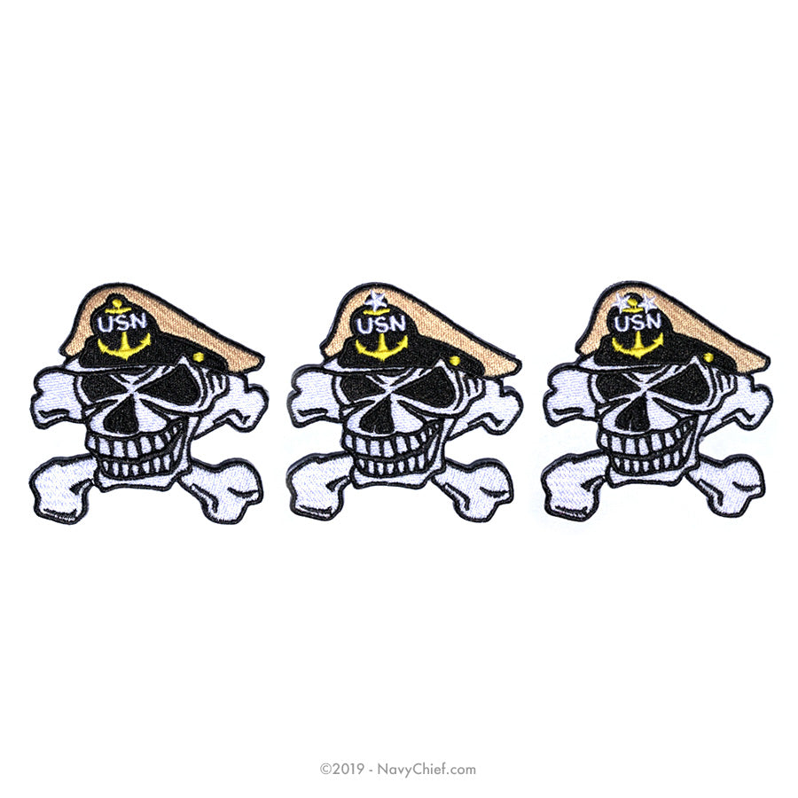 Embroidered Skull - Men's DRYTEC20™ Performance Polo, Navy - NavyChief.com - Navy Pride, Chief Pride.