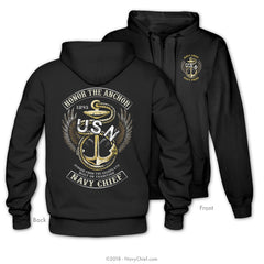 "Honor the Anchor" Zipper Hoodie, Black - NavyChief.com - Navy Pride, Chief Pride.