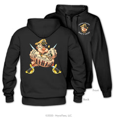 "Tattooed Popeye" Zippered Hoodie | Black