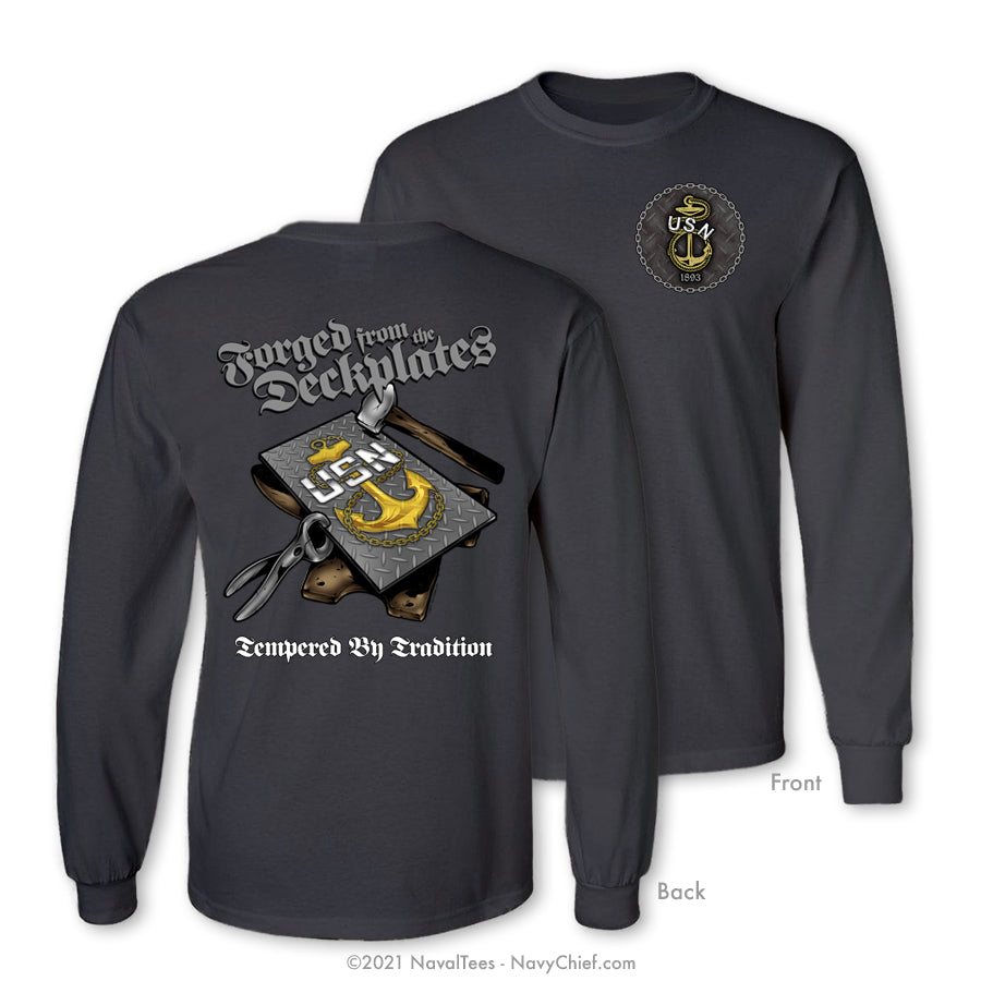 "Tempered By Tradition" Long Sleeve Tee - Charcoal