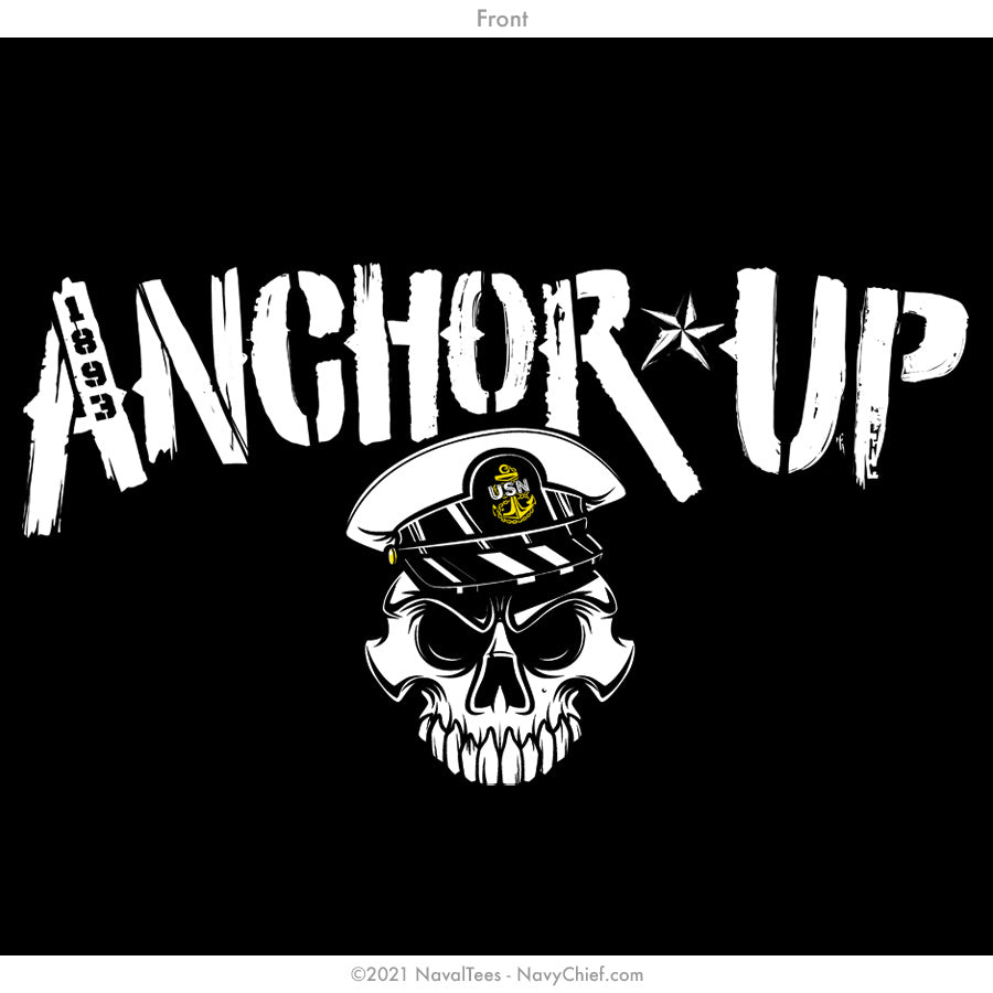"Anchor Up Skull" Long Sleeve Tee - Black