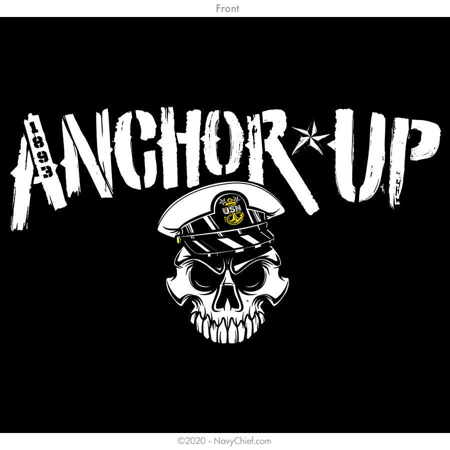"Anchor Up Skull" Hooded Sweatshirt - Black