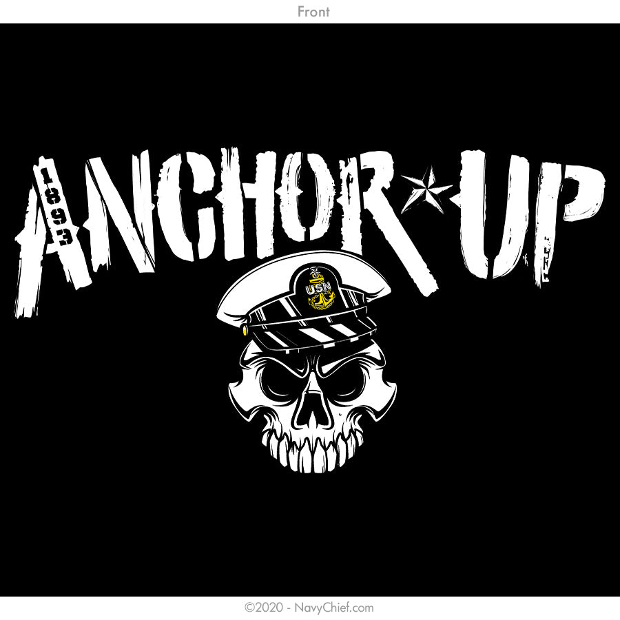 "Anchor Up Skull" Hooded Sweatshirt - Black