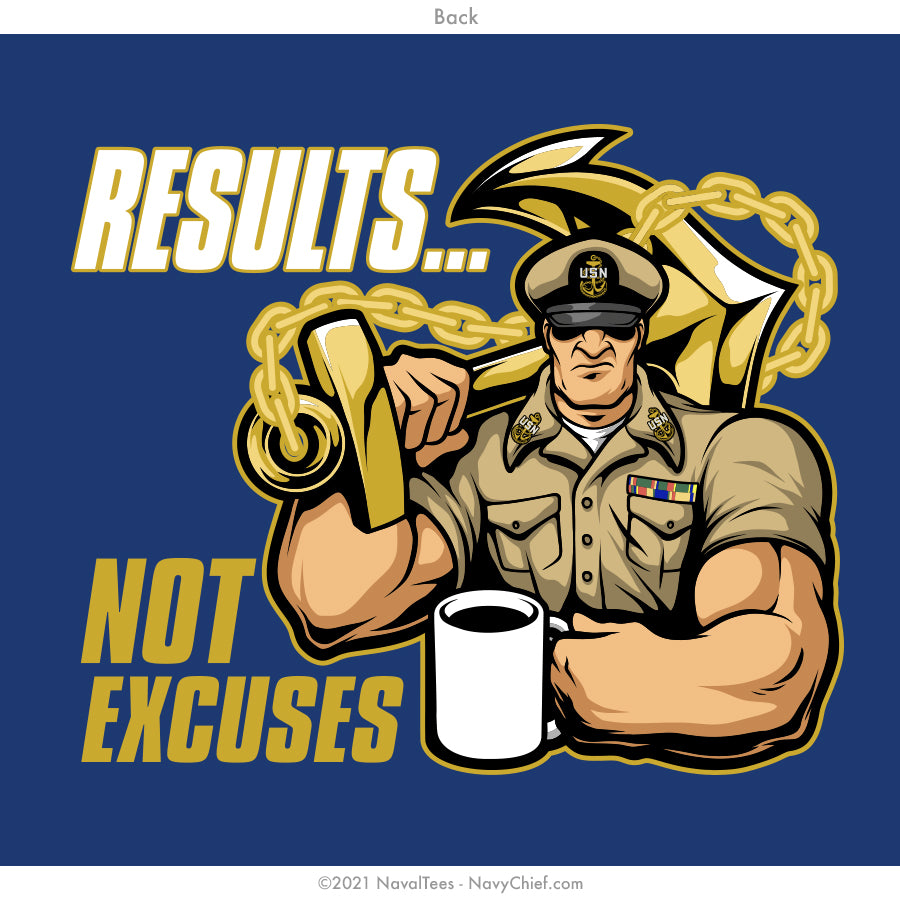 "Results. Not Excuses" Tee - Cobalt